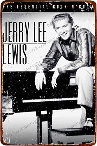 Jerry Lee Lewis The Essential Rock N Roll Letrero de chapa vintage, pintura de hierro, letrero de metal retro, placa, arte, decoración de pared, 8 × 12 pulgadas