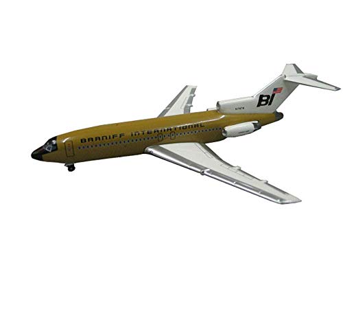 JHSHENGSHI Modelo de aleación de avión de Aire a Escala 1/400, avión de aviación Braniff Aviation 727-200 con Decoraciones de Soporte, 3.9 Pulgadas y Tiempos; 3,3 Pulgadas