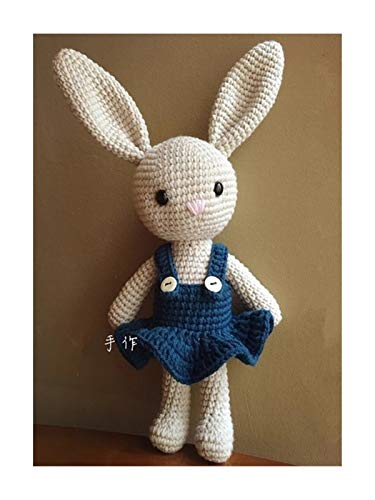 JINSUO Muñeca de lana alrededor de 26 cm de conejo, juguetes de felpa, ganchillo de algodón, conejito, muñecas de punto a mano, muñecos de conejito (color: niña)