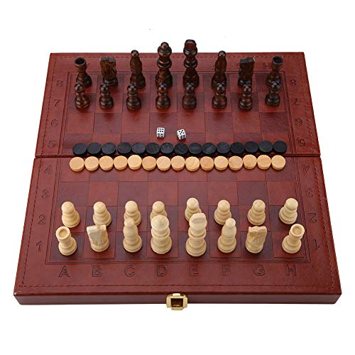 Juego de ajedrez de Madera 3 en 1 y Juego de Damas y Backgammon con Estuche Plegable para niños Juego de Mesa portátil, 11.61 * 11.61in