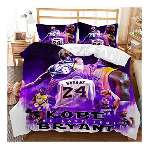 Juego De Funda Nórdica, NBA Lakers Kobe Bryan Hip Hop Street Culture Funda Textiles para El Hogar Juego De Ropa De Cama para Niños Incluido: 1 Funda Nórdica, 2 Funda De Almohada
