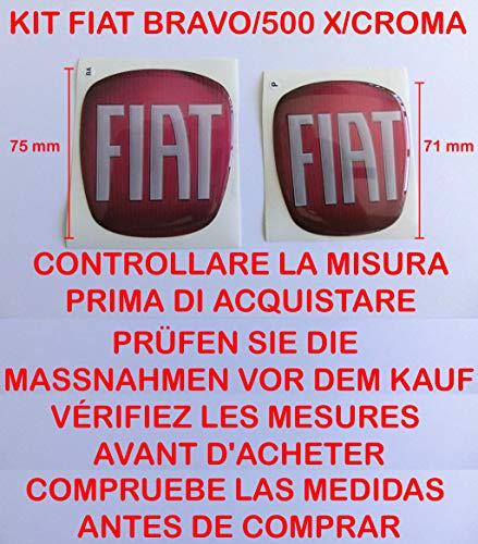 Juego de pegatinas rojas para Fiat Bravo, delantera + trasera, resinatas, efecto 3D, adhesivo 3 M, para maletero y capó a partir de 2007