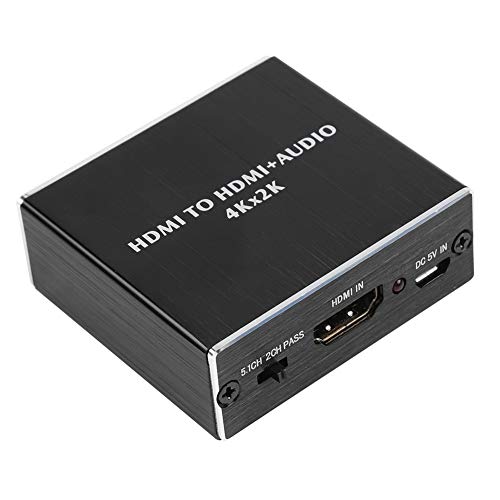 Kafuty Divisor de Audio HDMI, convertidor Extractor de Divisor de Audio HDMI 4K * 2K, Salida de Audio HDMI a HDMI + SPDIF + 3.5 mm, 3 Modos de Audio (Pass/2.0CH/5.1CH)