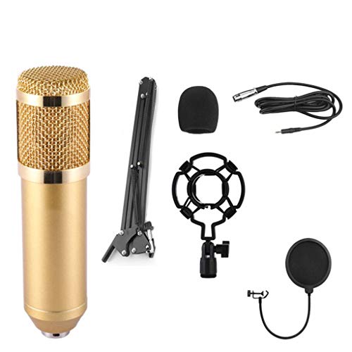 Kit de micrófono profesional con condensador, conjunto completo para grabación en estudio, teléfono móvil, canción de sonido BM900, micrófono, transmisión en vivo, juego de equipos, color dorado