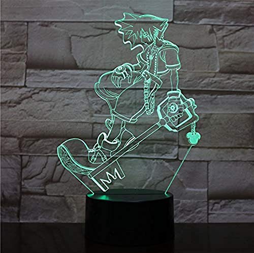 Lámpara de luz LED nocturna 3D Luces decorativas multicolores Niños Niños Regalos para bebés Juego Kingdom Hearts Lámpara de mesa Regalo de cabecera