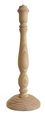 Lámpara de mesa. En madera de pino macizo. Torneada. En crudo, para pintar. Medidas: Alto 38 cms. Diámetro base: 14 cms