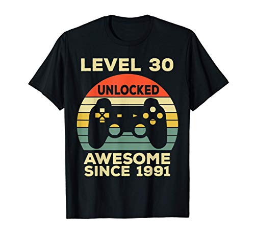 Level 30 Unlocked Birthday 30 Years Old Awesome Since 1991 Camiseta