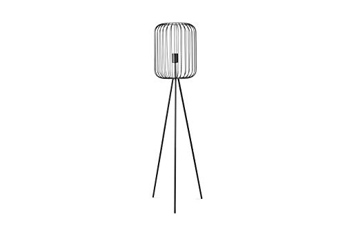 LIFA LIVING Lámpara metálica Grande con trípode, Lámpara de suelo, Forma de jaula, Metal color Negro