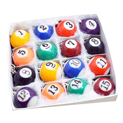 LIOOBO llaveros de billar mini llavero de bola regalo de decoración de llavero creativo para niños adultos 16 piezas (color aleatorio)