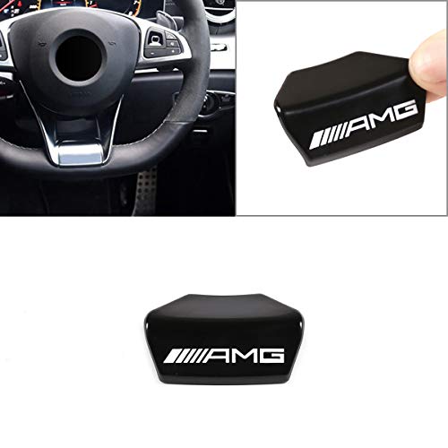 LLKUANG - Emblema de aleación de zinc AMG para volante de coche, diseño de logotipo AMG para Mercedes-Benz A B, C, E, clase GLA GLC GLE GLS W213 W205 x253 (volante deportivo cuadrado)