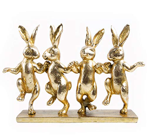 Logbuch-Verlag Escultura de conejo de Pascua grande, 4 conejos bailarinas, de metal, 24 x 19 x 5 cm, decoración de Pascua para colocar de pie