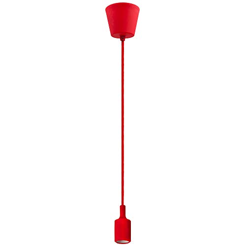 Luce Suspension de Techo Colgante Roja con Portalampara E27 sin Pantalla de Lampara 155CM Longitud Máxima Ajustable para Comedor Salon Habitacion Restaurante de Enuotek
