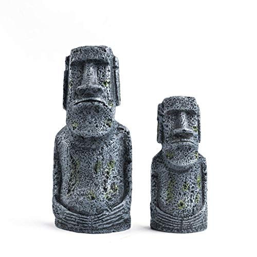 Magiin 1 juego de accesorios para decoración de acuario con cabeza de piedra antigua isla de Pascua