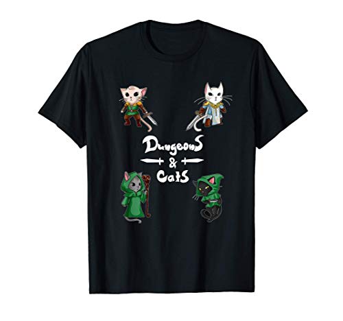 Mazmorras y gatos Gamer Cat Lover Gaming Juego de rol RPG Camiseta