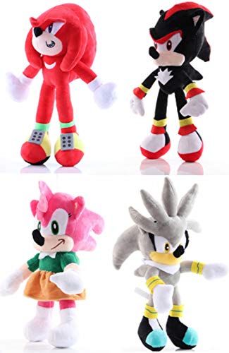 MIAOGOU Juguetes Sonic 4 unids/Lote 28 cm Figuras sónicas Juguete de Felpa sónico/Sombra/Plata el Erizo muñeca Sonic Shadow Tails Amy Rose para niños Animales Juguetes Regalo