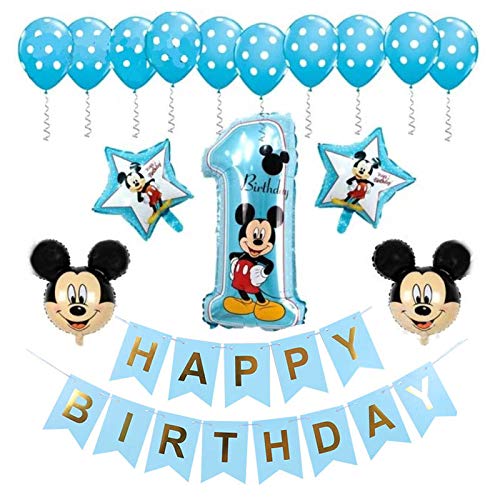 Mickey Globo, Decoraciones de cumpleaños de Mickey Mouse, Globos número para la Fiesta Temática de Mickey Mouse Artículos de Fiesta de Mickey y Minnie para Primer Cumpleaños