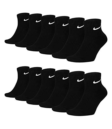 Nike SX7667 Everyday Cotton - Calcetines deportivos (6 pares, talla 34, 36, 38, 40, 42, 44, 46, 48 y 50), color blanco y negro Negro 34/38 EU