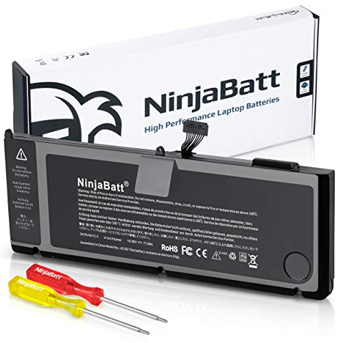 NinjaBatt Batería A1286 A1382 para Apple MacBook Pro 15" [Principios/Finales de 2011, 2012 Años Solamente] - Alta Capacidad [10,95V/77,5 WH]
