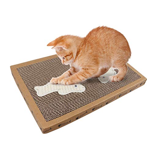 Nobleza - Rascador de cartón para Gatos. Alfombrilla con Catnip. (38.2 * 24.5 * 4) cm