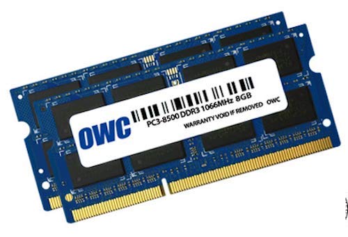 OWC Módulo de Memoria SO-DIMM PC8500 DDR3 sin ECC de 16 GB (2 x 8 GB) de 1066 MHz y 204 Pines (8566DDR3S16P), para MacBook Pro 2010, MacBook, Mac Mini y iMac 2009