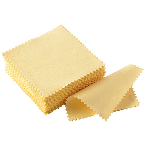 Paño de Limpieza de Joyería Paño de Pulido para Plata Esterlina Oro Platino, 50 Piezas (Amarillo)