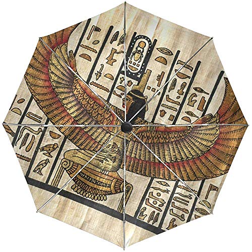 Paraguas automáticos Patrón Egipcio Antiguo Antideslizante Paraguas de Lluvia Compacto a Prueba de Viento para Mujeres Hombres