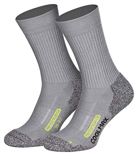 Piarini Coolmax - 2 pares de calcetines cortos para senderismo y exteriores, talla 35-38 39-42 43-46 47-50, Todo el año, Hombre, color gris, tamaño 47-50