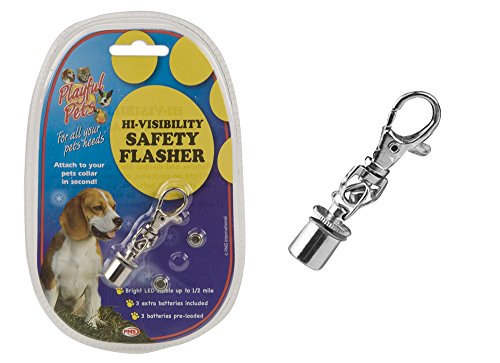 Playful Pets PMS 2BULB Flashing Light High Vis Pet Collar Clip ON BLIST C