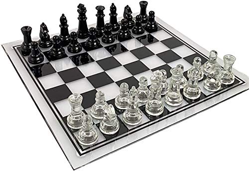 Profesional Tablero de ajedrez de Calidad Conjunto de ajedrez, ajedrez de cristal elegante anti-roto con juego de juguetes juego de almacenamiento para juegos de fiesta en casa al aire libre para adul