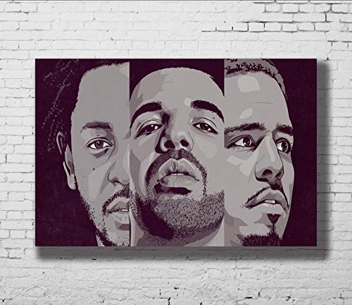qianyuhe Imágenes artísticas de Pared Impresas en Lienzo Drake J Cole & Kendrick Lamar Hip Hop Rap Music LW-Canvas Art Poster decoración del hogar 60x90cm (24x36 Pulgadas