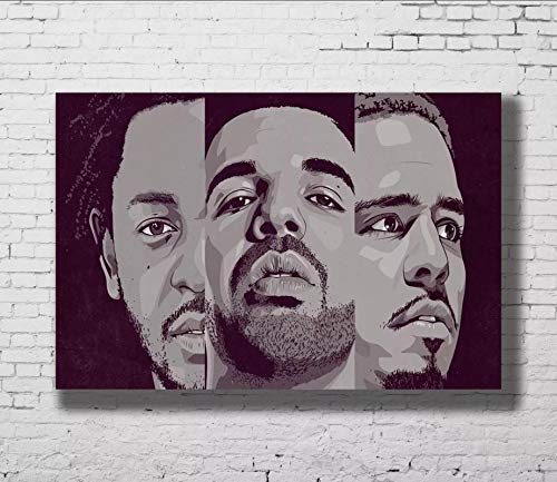 qianyuhe Impresión en Lienzo Cuadros artísticos de Pared Drake J Cole & Kendrick Lamar Hip Hop Rap Music LW-Canvas Art Poster Home Decor 60x90cm (24x36inch