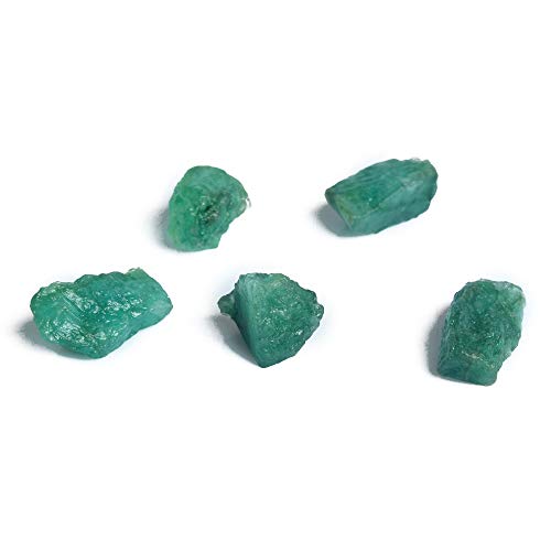 Real Gems Lote de Piedras Preciosas de Esmeralda Verde Natural, Bruto, áspero, Esmeralda pequeña, Aprox. 38.50 CT/Lote de 5 Piezas
