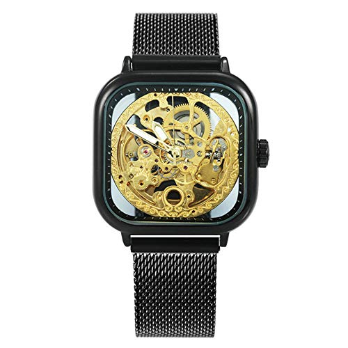 Reloj de Marca Superior para Hombre, Correa de imán mecánico automático, Reloj de Pulsera Esqueleto Transparente Real de Moda