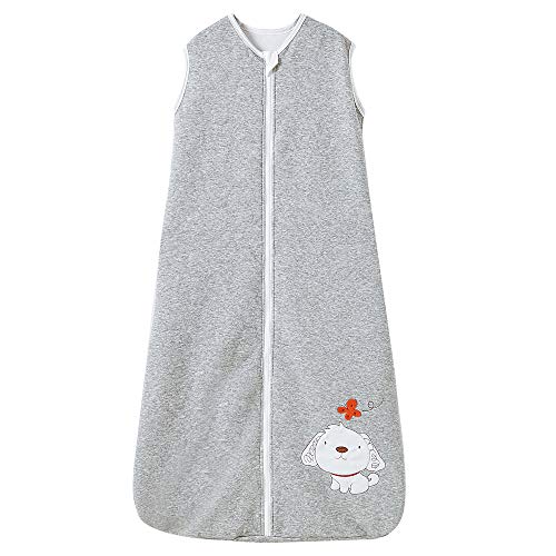 Saco de dormir para bebé, invierno, con mangas, para niño, niña, recién nacido, 2,5 tog, color gris (150 cm/6-10 años), bordado gris