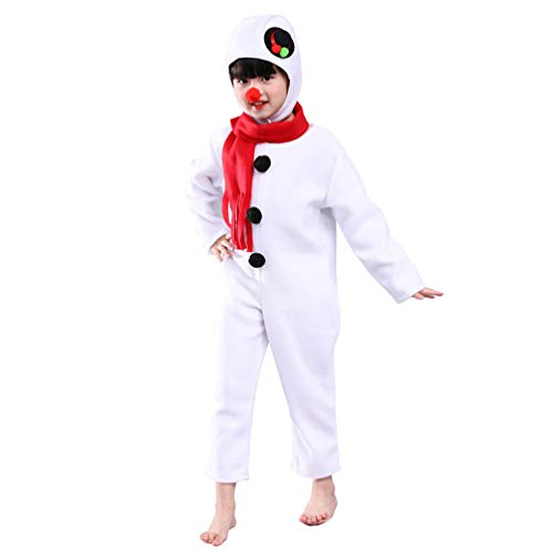 STOBOK - Disfraz de muñeco de Nieve para niños, Disfraz de Navidad con Bufanda, Nariz roja, Gorro para niña (100 cm)