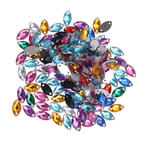 Supvox - 150 piezas de diamantes de imitación para coser con brillantes, parte trasera plana, diseño de ojo de caballo para manualidades, costura artesanal (colores mezclados)