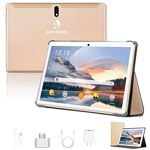 Tablet 10 Pulgadas Android 9 Pie 4G LTE Call 4GB RAM +64GB ROM Tableta- Certificación Google GMS- Quad Core 8000mAh 8MP Ultrar-Rápido Tablets Type-C Dual SIM / WiFi /Bluetooth/ OTG/GPS/Netfilix(Oro)