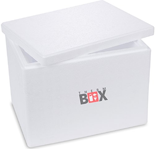THERM-BOX Caja térmica de espuma de poliestireno - Caja térmica para alimentos y bebidas - Enfriador y calentador de espuma de poliestireno (40x30x30cm - 19,58l volumen) Reutilizable