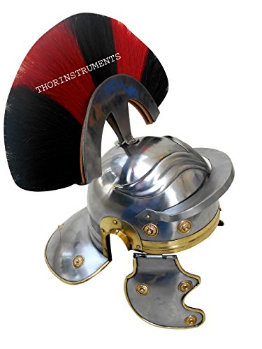 Thor instrumentos. Co romanos Armor casco rojo + negro penacho Caballero Medieval Crusader Spartan acero cromado