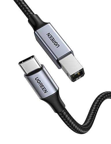 UGREEN Cable de Impresora Cable USB C a USB Tipo B 2.0 Cable USB Tipo C de escáner para Impresora HP Epson, Compatible con MacBook Pro 2019, DELL XPS 13 15, iPad Pro 2018, Xiaomi Air 13(1 Metro)