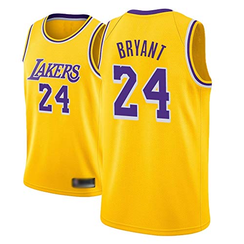 WOLFIRE SC Camiseta de Baloncesto para Hombre, NBA, Los Angeles Lakers #8#24 Kobe Bryant. Bordado Swingman Transpirable y Resistente al Desgaste Camiseta para Fan (Amarilla, M)