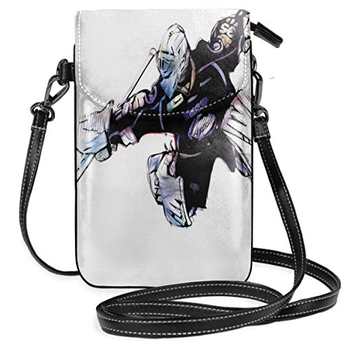 Women Small Cell Phone Purse Crossbody,Goalkeeper In Hand Drawn Style With Protective Gear In A Competitive Game