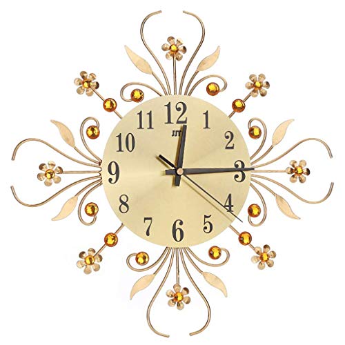Xinjieda Rhinestone de la Flor del Reloj de Pared Floral del Metal Cristal Restaurante Bar Cafetería Inicio decoración del Reloj