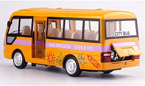 Zeyujie Minibús privado de la escuela, un pequeño autobús de la música turística, el sonido de la aleación y la luz de la luz del coche del juguete de los niños, el modelo de autobús del modelo de aut