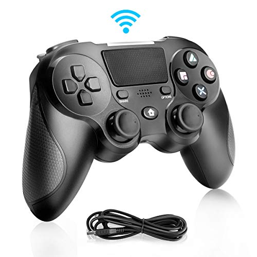 Zwini Controlador inalámbrico para PlayStation 4, Dual Vibration Shock 4 Controlador PS4 Controlador de juego Bluetooth recargable USB Seis ejes Joystick hiper-sensible Gamepad