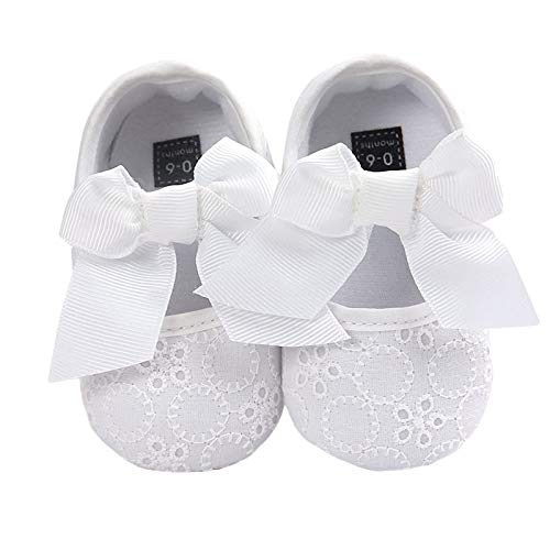 0-18 Meses,SO-buts Zapatos Bordados a La Moda para Bebés Zapatos De Suela Suave para Niños Pequeños Zapatos Princesa con Lazo Primeros Zapatos Caminar para Bebés Niña (Blanco,6-12 Meses)