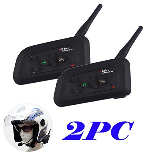 2×V4 Intercomunicador Bluetooth para casco de motocicleta Moto Intercom Headset 1200m (Intercomunicacion entre 4 motociclistas)