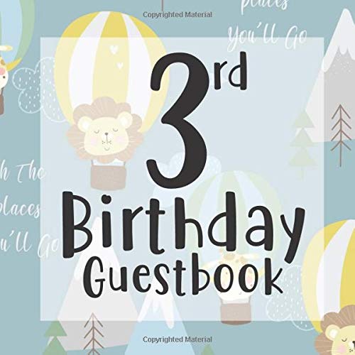 3rd Birthday Guestbook: Pale Blue Adventure Travel Sky Themed - Third Party Baby Anniversary Event Celebration Keepsake Book - Family Friend Sign in ... W/ Gift Recorder Tracker Log & Picture Space