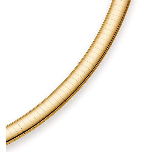 6 mm cuello peonías Omega cadena, 585 oro amarillo, plana, macizo, 50 cm