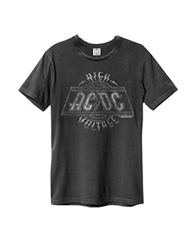 Amplified - Camiseta de manga corta para hombre AC/DC Rock Band Tour – High Voltage (gris) (S-L) gris S